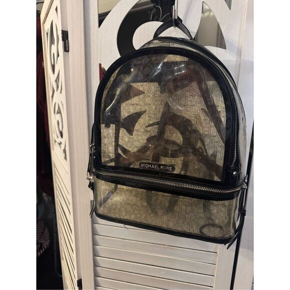 Clear pvc see through jelly MK MIchael Kors Rhea lg backpack bag purse knapsack - Picture 6 of 9